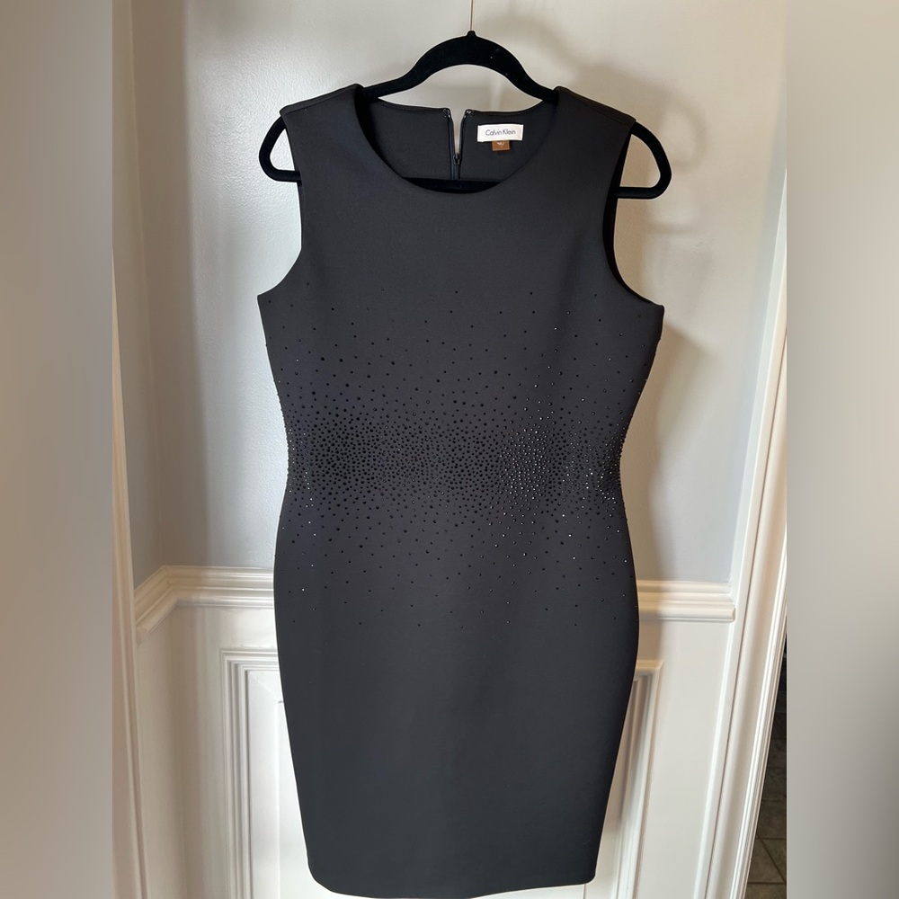 Calvin Klein Black Embellished Sheath Midi Dress - Picture 9 of 9